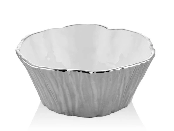 Lamedore Unformed Beyaz Silver Küçük Kase 20x20x10 cm 1BXS-107B1SWS ürün görseli 1