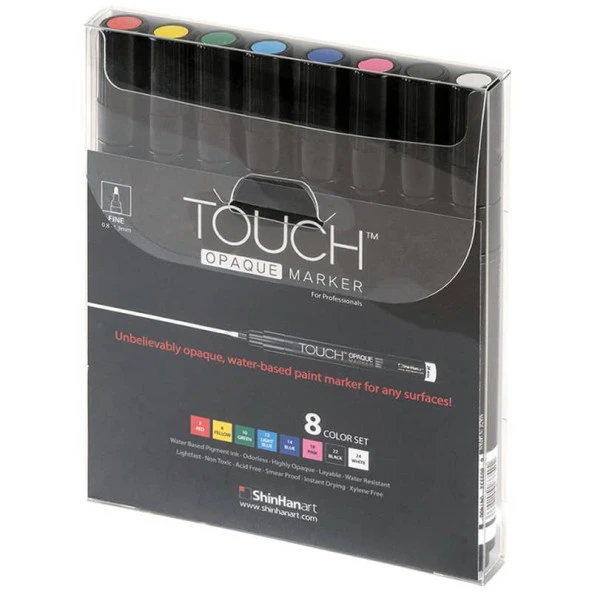 Touch Opaque Marker Akrilik Boyama Kalemi 8 Renk Fine Uç (0.8-1.3 mm) ürün görseli 1