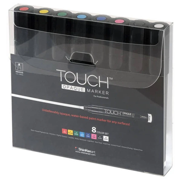 Touch Opaque Marker Akrilik Boyama Kalemi 8 Renk Medium Uç (1.5-2.3 mm) ürün görseli 1