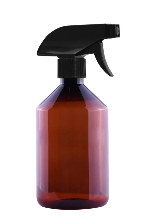 100 Adet - 500ml Boş Plastik Kahverengi Konik Pet Şişe, Siyah Sprey Başlıklı ürün görseli 1