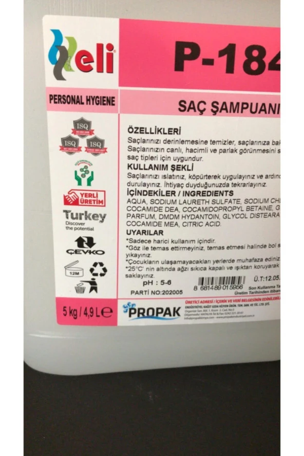 Saç Şampuanı 5 Lt Otel Tip - Resim 2