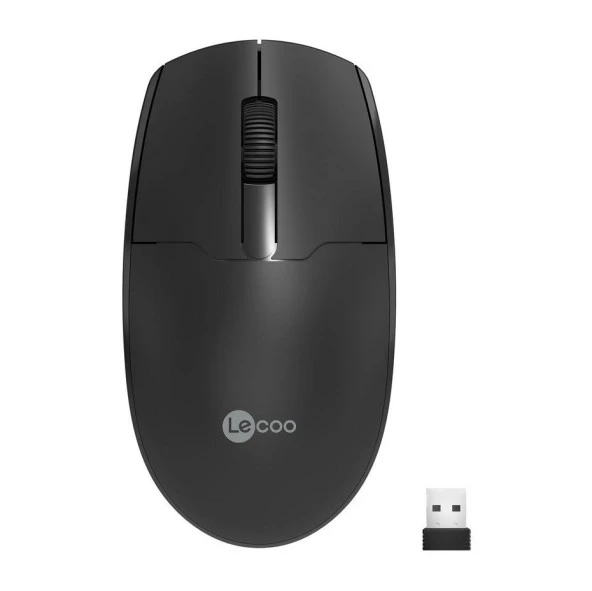 Lenovo Lecoo WS204 Kablosuz 1200DPI 3 Tuşlu Optik Siyah Mouse ürün görseli 1