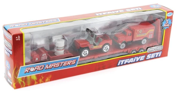 Die Cast Metal Tırlı ve Jeepli İtfaiye Seti - Resim 2