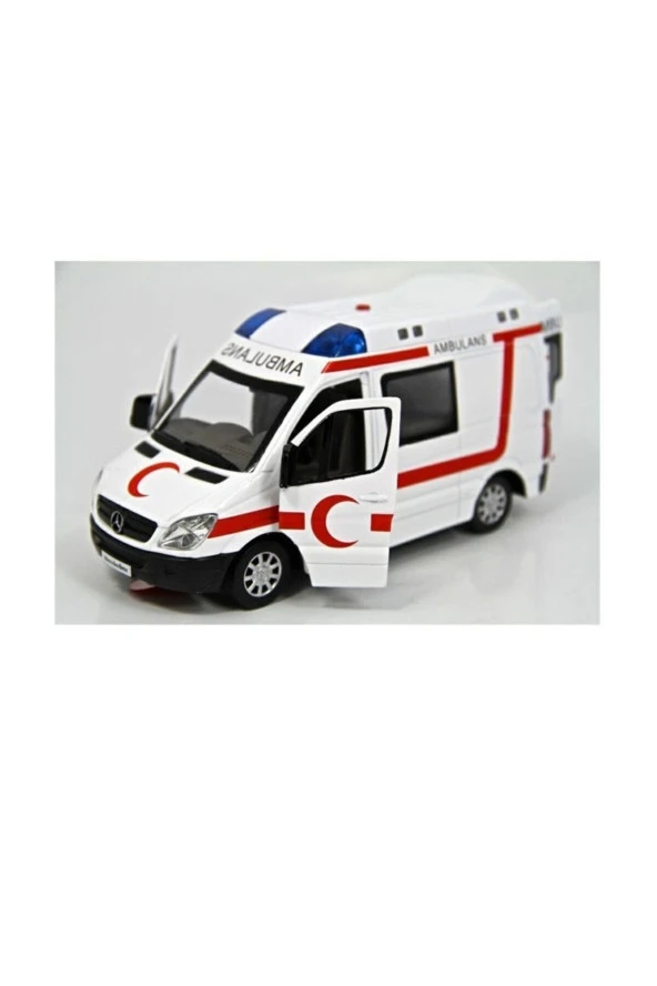 Sesli Işıklı Çek Bırak Metal Ambulans ürün görseli 1