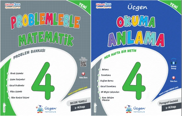 Üçgen 2025 4. Sınıf Problemler + Türkçe Okuma Anlama 36 Hafta Seti 2 Kitap ürün görseli 1