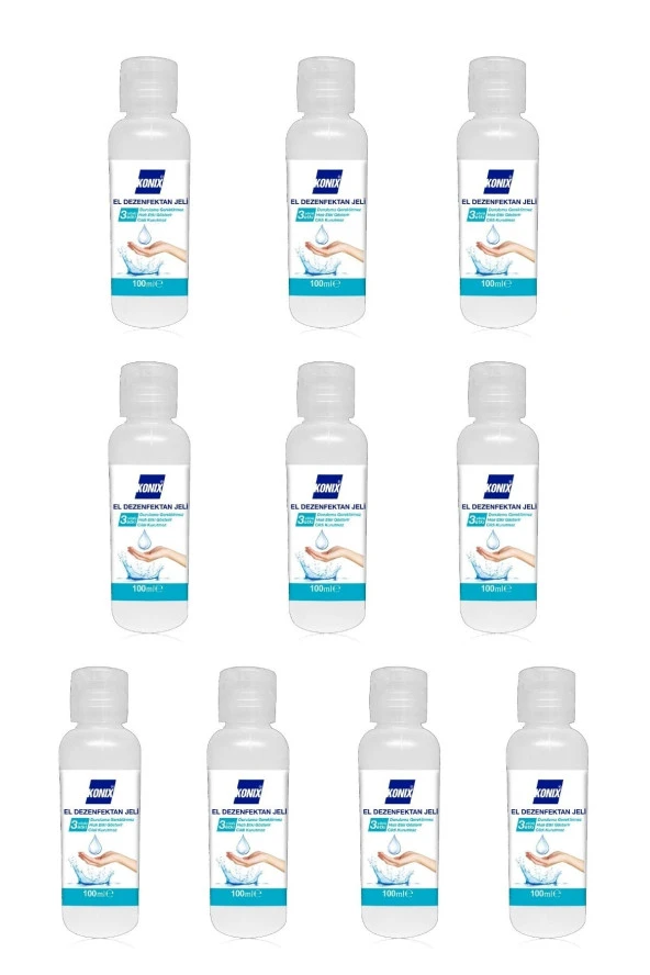 Konix 100 ml Antibakteriyel Virüslere Karşı Etkili El Dezenfektan Jel 10 Adet ürün görseli 1
