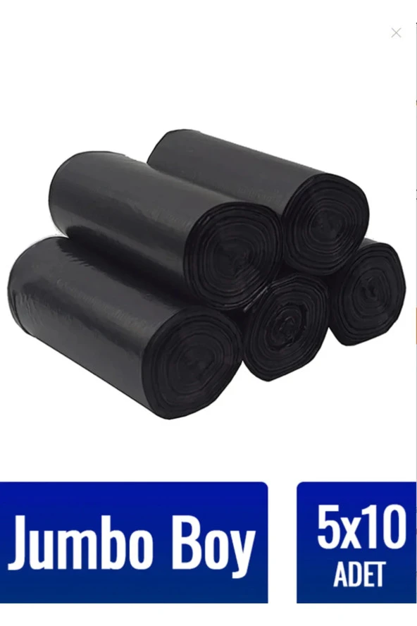 Çöp Torbası Jumbo Boy 10’lu 5 Rulo Kalın 80x110 Çöp Poşeti ürün görseli 1