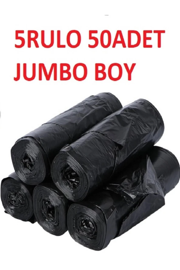 Çöp Torbası Jumbo Boy 10’lu 5 Rulo Kalın 80x110 Çöp Poşeti - Resim 2