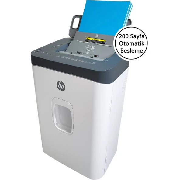 HP OneShred Auto 200CC Otomatik Beslemeli 200 sayfa Evrak İmha Makinesi-P4-Çapraz kesim-4,3x12mm-28lt ürün görseli 1