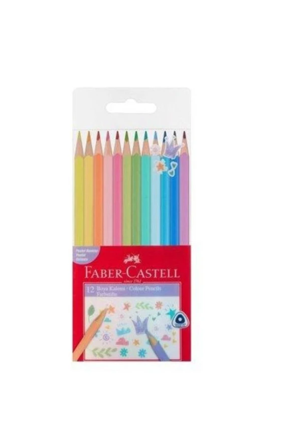 Faber Castell Kuru Boya Kalemi Pastel Renkler Üçgen 12 Li 5171116313000 ürün görseli 1