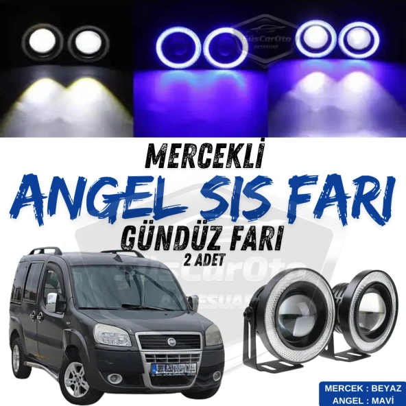 Fiat Doblo D2 2005-2010 Uyumlu Üniversal Mercekli Angel Sis Farı Metal Su Geçirmez 76 mm Mavi Halkalı Gündüz Farı Angel Eyes 2 Adet ürün görseli 1
