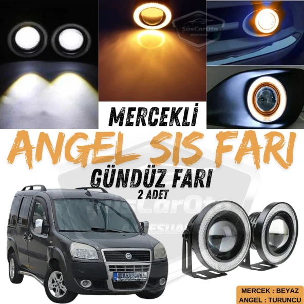 Fiat Doblo D2 2005-2010 Uyumlu Üniversal Mercekli Angel Sis Farı Metal Su Geçirmez 76 mm Turuncu Halkalı Gündüz Farı Angel Eyes 2 Adet ürün görseli 1