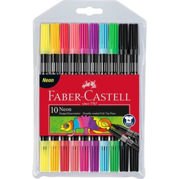 Faber Castell Keçeli Kalem Neon Çift Taraflı 10'Lu 5062151109000 ürün görseli 1