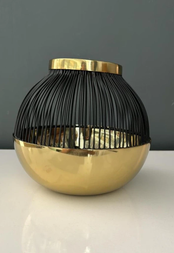 LAMEDOR SKULT GOLD BLACK MEDIUM T-LIGHT HOLDER 18X18X14 CM ürün görseli 1