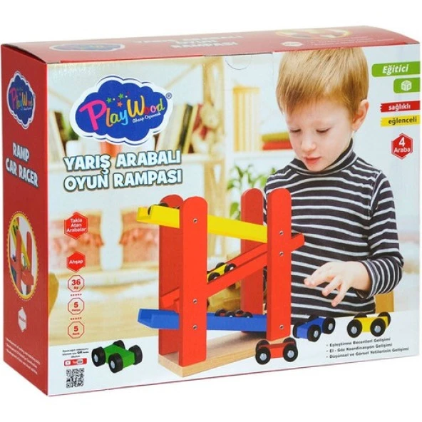 Play Wood Kutuda Ahşap Yarış Arabalı Oyun Rampası ONY-382 ürün görseli 1