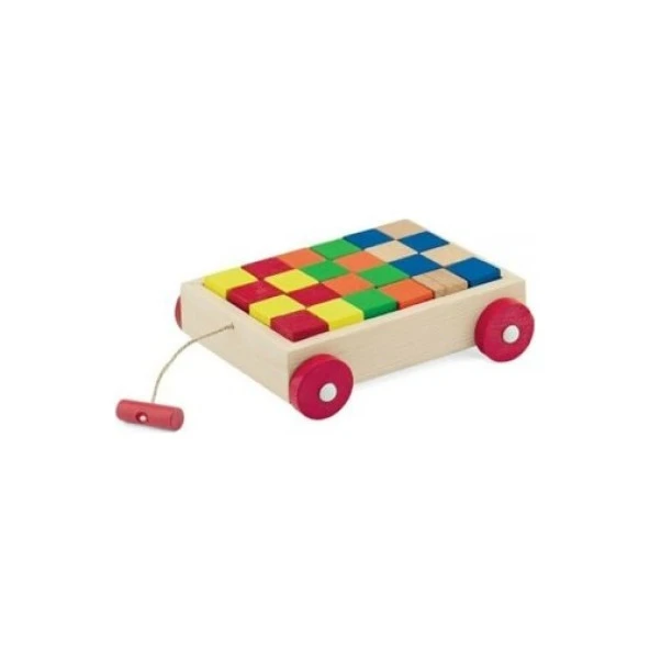 Play Wood Kutuda Ahşap Renkli Küp Bloklu Araba Ony-312 ürün görseli 1