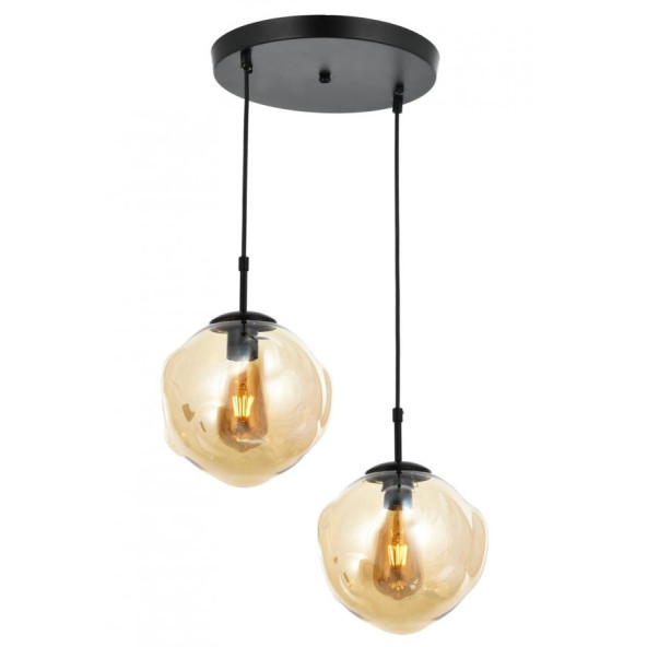 AVONNI AV-65191-2HT Siyah Boyalı Modern Avize E27 Metal Cam 50cm ürün görseli 1