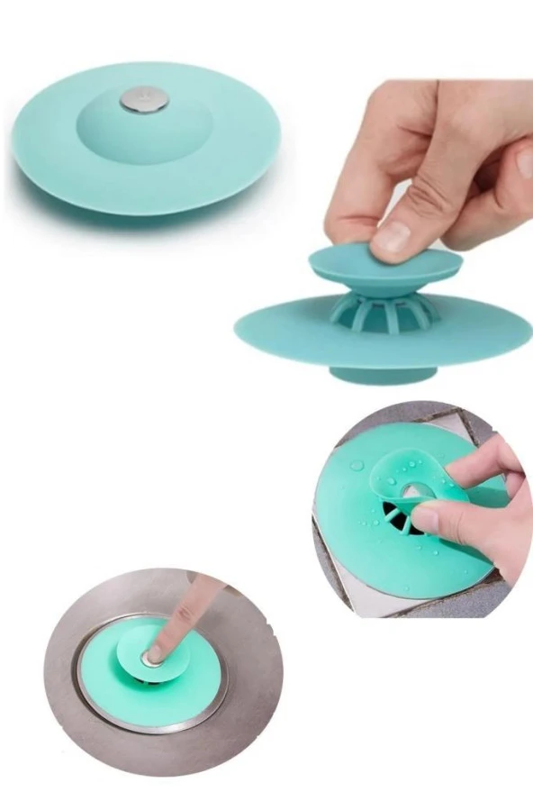 Silikon Süzgeçli Basmalı Lavabo Küvet Yuvarlak Lavabo Tıkacı ürün görseli 1