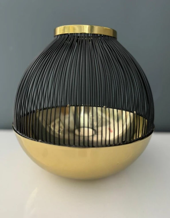 LAMEDOR SKULT GOLD BLACK LARGE T-LIGHT HOLDER 23X23X24 CM ürün görseli 1