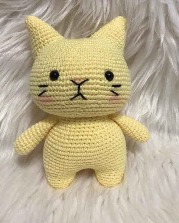 Sarı Miniş Pisi Uyku Arkadaşı Amigurumi Organik Oyuncak ürün görseli 1