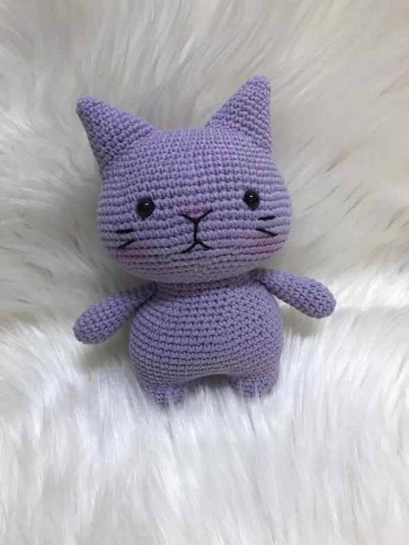 Mor Miniş Pisi Uyku Arkadaşı Amigurumi Organik Oyuncak ürün görseli 1