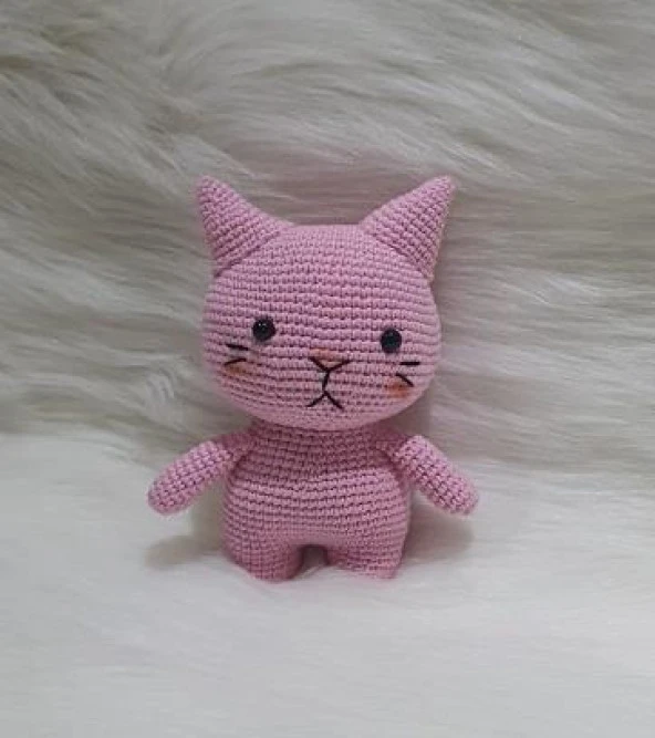 Pembe Miniş Pisi Uyku Arkadaşı Amigurumi Organik Oyuncak ürün görseli 1
