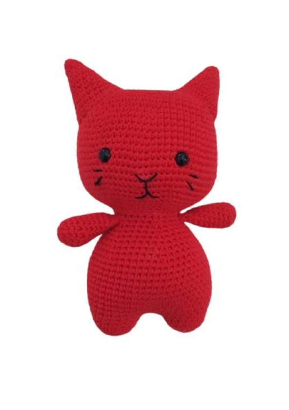 Kırmızı Miniş Pisi Uyku Arkadaşı Amigurumi Organik Oyuncak ürün görseli 1