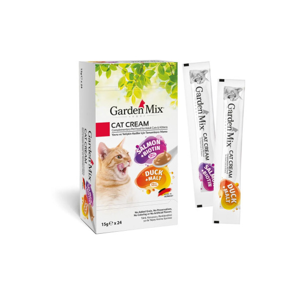 Garden Mix Kedi Kreması Somon+Ördek 15 Gr x 24 Adet Kedi Ödül Maması ürün görseli 1