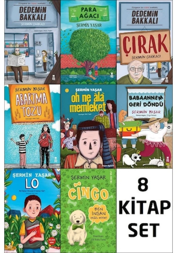 Şermin Yaşar 8 Kitap Set  (Dedemin Bakkalı,Dedemin Bakkalı Çırak,Abartma Tozu,Babannem Geri Döndü,Para Ağacı,Lo,Cingo,Oh Ne Ala Memleket) ürün görseli 1