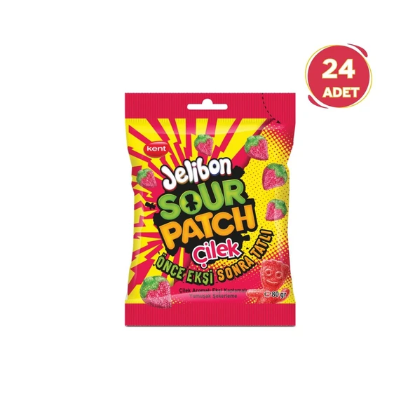 Jelibon Sour Patch Çilek Aromalı Yumuşak Şekerleme 80 gr - 24 Adet ürün görseli 1
