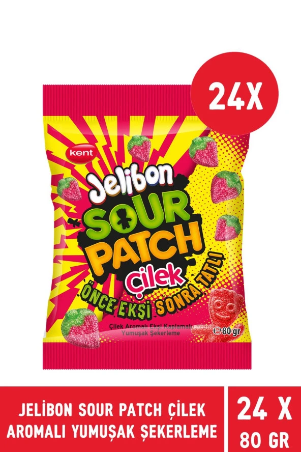 Sour Patch Çilek Aromalı Yumuşak Şekerleme 80 gr - 24 Adet