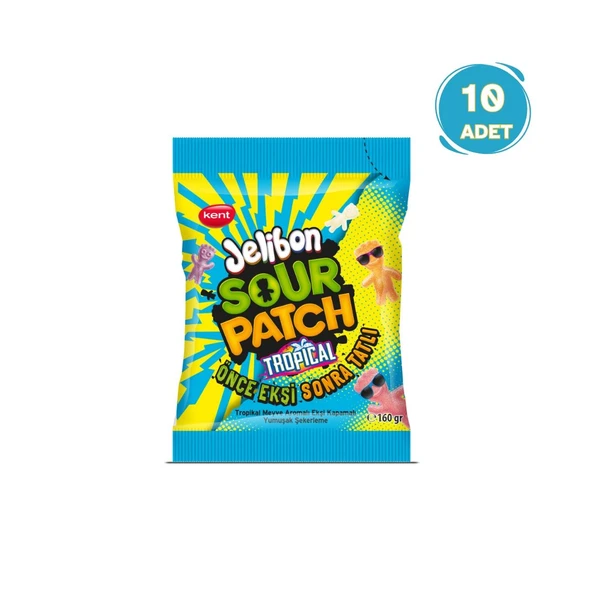 Jelibon Sour Patch Tropikal Meyve Aromalı Yumuşak Şekerleme 160 gr - 10 Adet ürün görseli 1