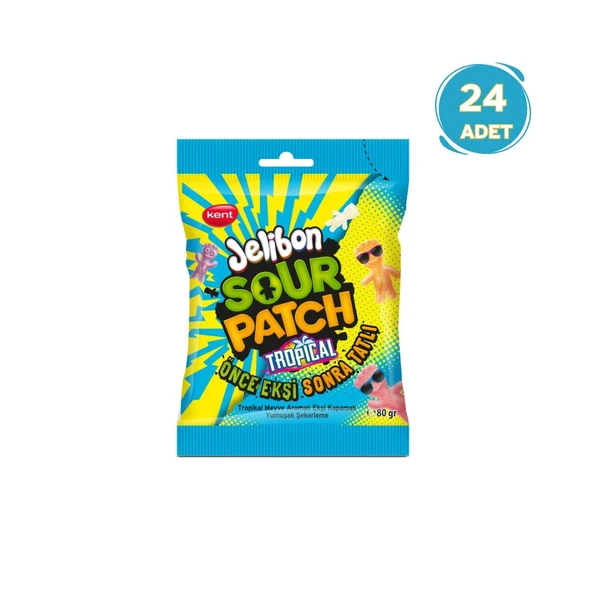 Jelibon Sour Patch Tropikal Meyve Aromalı Yumuşak Şekerleme 80 gr - 24 Adet ürün görseli 1