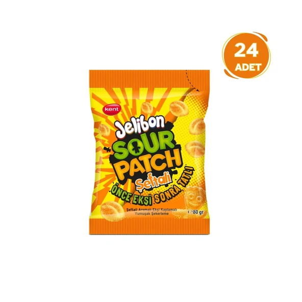 Jelibon Sour Patch Şeftali Aromalı Yumuşak Şekerleme 80 gr - 24  Adet ürün görseli 1