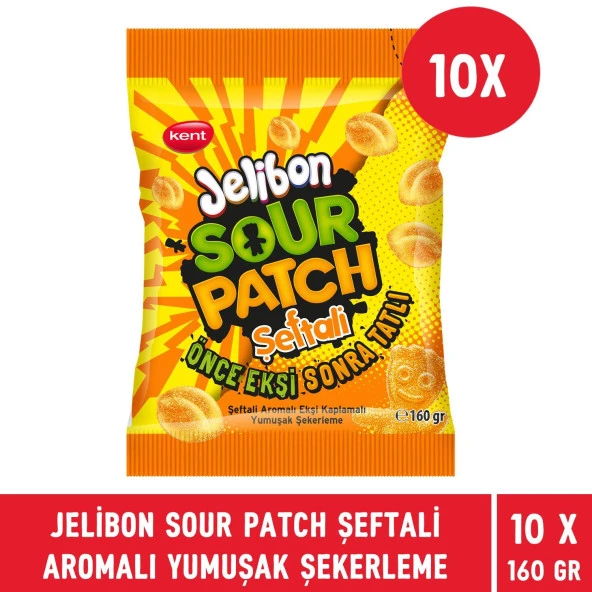 Jelibon Sour Patch Şeftali Aromalı Yumuşak Şekerleme 160 gr - 10 Adet ürün görseli 1