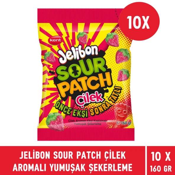Jelibon Sour Patch Çilek Aromalı Yumuşak Şekerleme 160 gr - 10 Adet ürün görseli 1