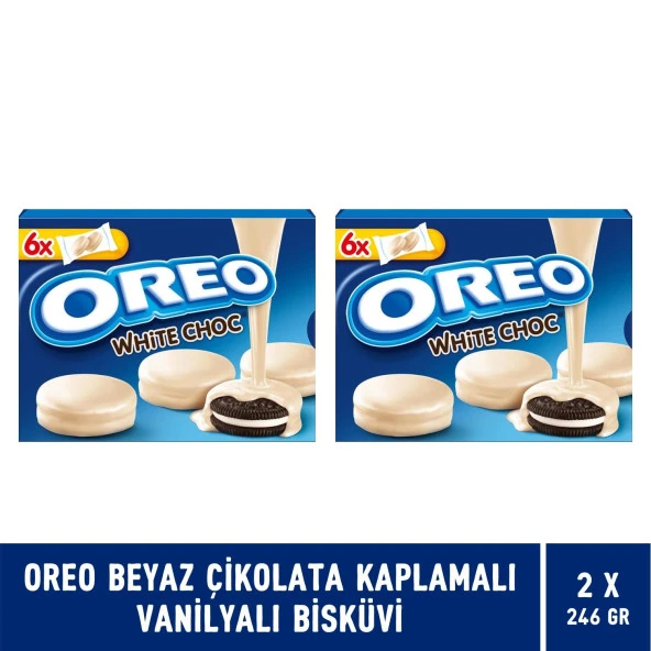 Oreo Beyaz Çikolata Kaplamalı Vanilyalı Bisküvi 246 gr - 2 Adet ürün görseli 1