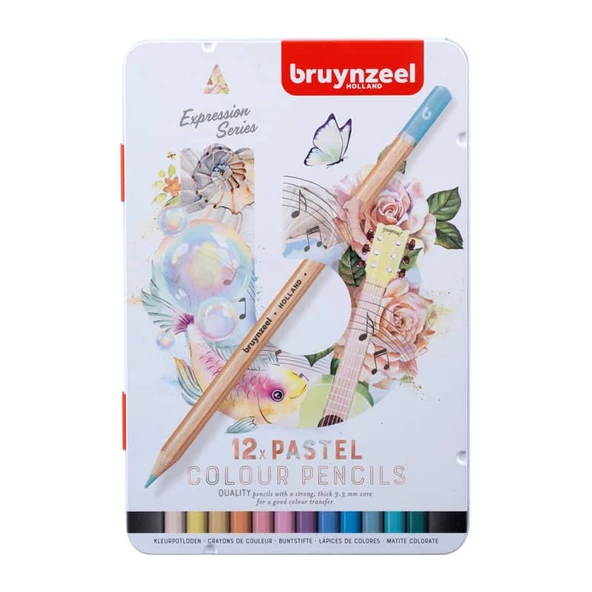 Bruynzeel Expression Colour Kuru Boya Kalemi 12 Renk Pastel Tonlar ürün görseli 1