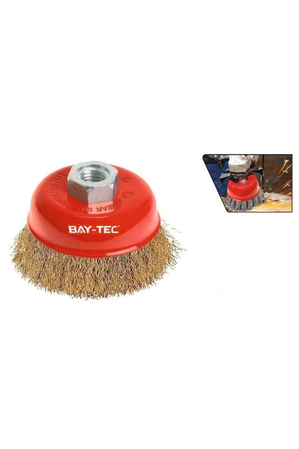 Bay-tec Saçaklı Çanak Fırça Pirinç Kaplı Çelik Tel Matkap Ucu Pas Boya Sökücü 65 Mm ürün görseli 1