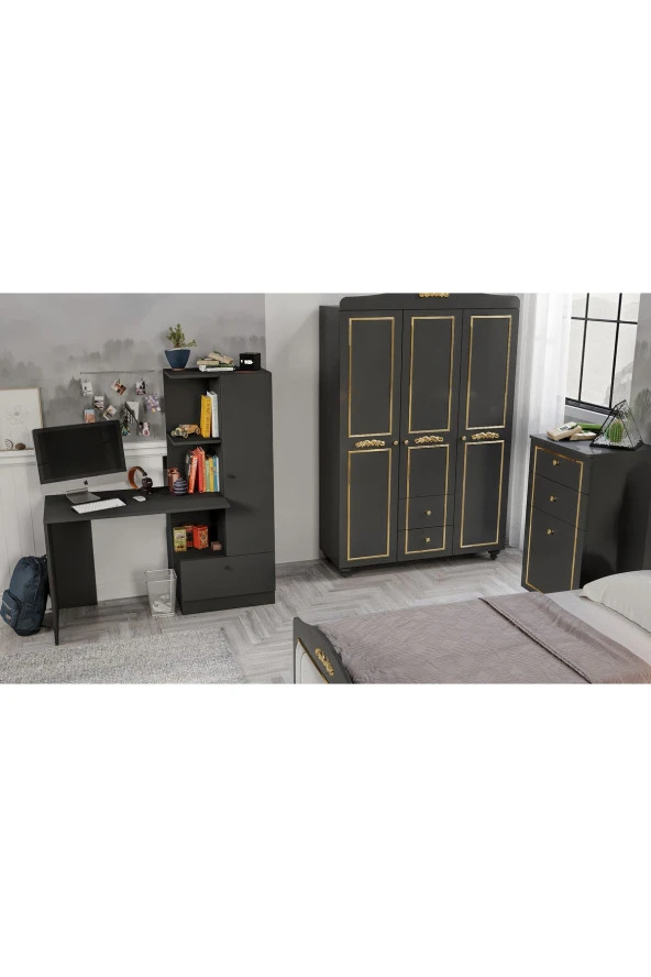 MERLİN MOBİLYA Tokyo Antrasit Genç Odası ve Çalışma Masası - Resim 3