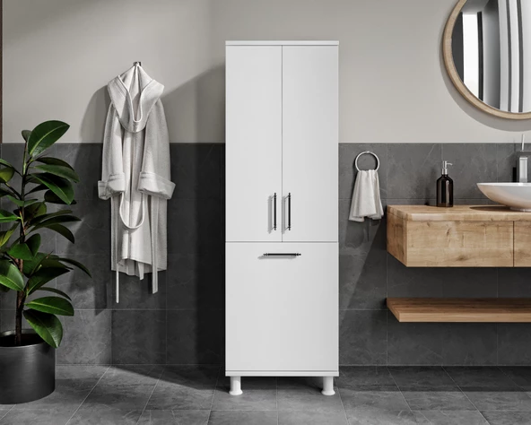 MERLİN MOBİLYA Oskar Kirli Sepetli Banyo Dolabı ürün görseli 1