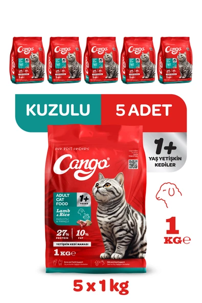 Cango Yetişkin Kedi Maması Kuzu Etli 1 Kg 5'li ürün görseli 1