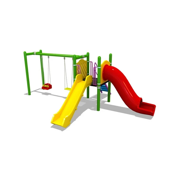 Çocuk Oyun Parkı İki Kaydıraklı, Salıncak İlaveli 6.5x4.5m ürün görseli 1