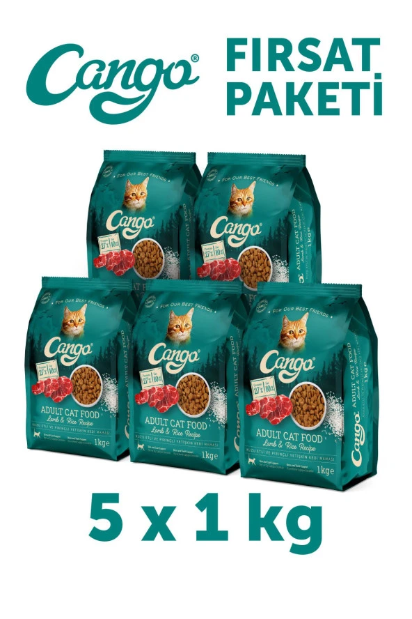 Cango Yetişkin Kedi Maması Kuzu Etli 1 Kg 5'li ürün görseli 1