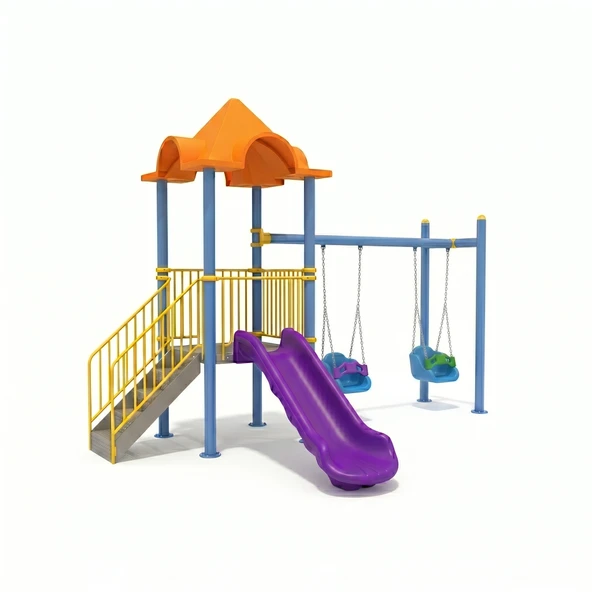 Çocuk Oyun Parkı BOS03, Bir Kuleli Bir Kaydıraklı 5.5x4.5m ürün görseli 1