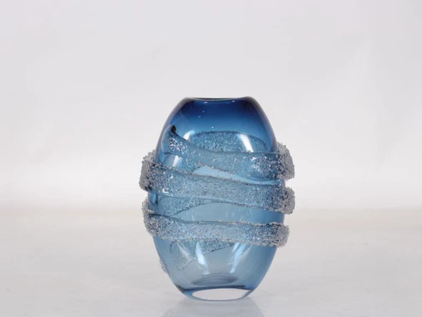 LAMEDORE BLUE ORBIT SMALL GLASS VASE 18X11,5X23 CM ürün görseli 1