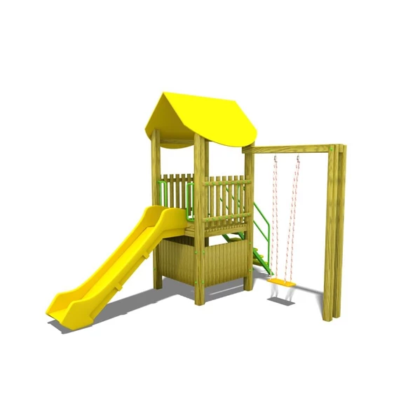Ahşap Çocuk Oyun Parkı SG09, Bir Kaydırak Tek Salıncaklı Model ürün görseli 1