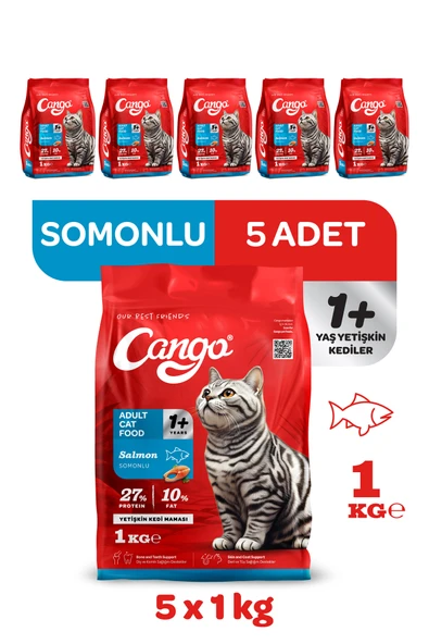 Cango Yetişkin Kedi Maması Somonlu 1 Kg 5'li ürün görseli 1