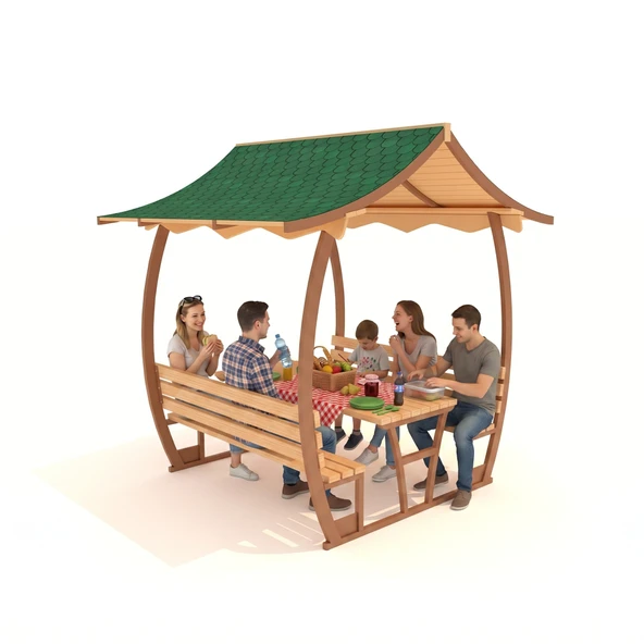 Japon Çatılı Piknik Masası PTB12M, Metal 8 Kişilik ürün görseli 1