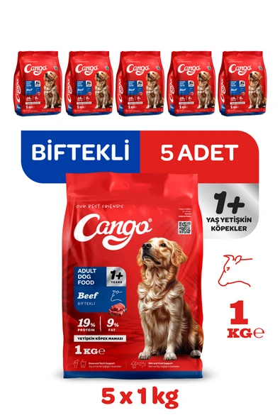 Cango Yetişkin Köpek Maması Etli Biftekli 1 Kg 5'li ürün görseli 1